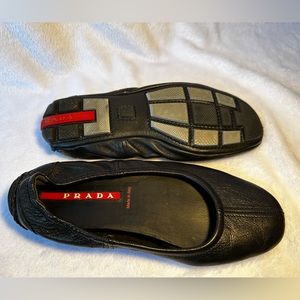 Soft black leather Prada ballet flats/driving shoes, 36, EUC